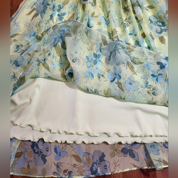 California Krush Spring Floral Green Sleeveless Midi Dress, Size 14/L, 90s - Picture 5 of 9